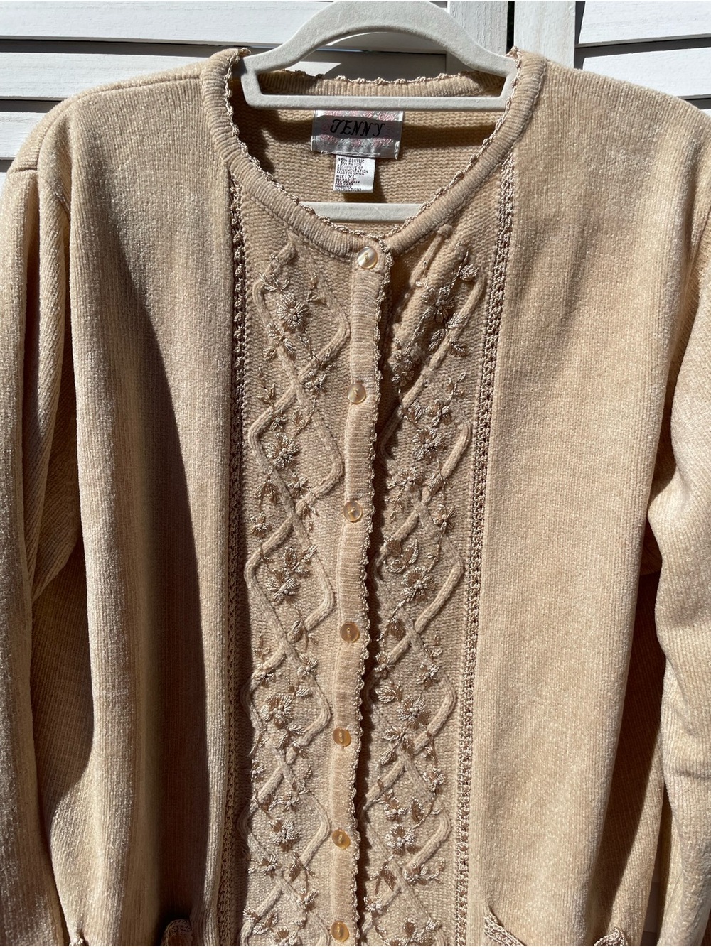 Vintage Jenny Floral Embellished Embroidered Cardigan Sweater Womens XL - Picture 8 of 8